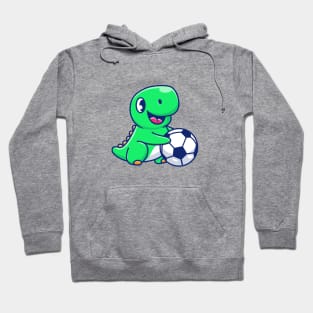 Cute Dinosaur Playing Football Cartoon Hoodie